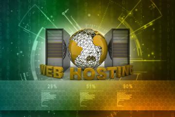 Poster - 3d illustration Data center server protection lock

