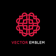 Poster - Vector logo design template and emblem made with overlapping lines - heart shapes