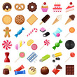 Cookie and candy collection - vector color illustration