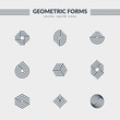 © plasteed - Geometric logos set. Futuristic line shapes. Eps10 vector.