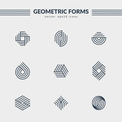 Poster - geometric logos set. futuristic line shapes. eps10 vector.
