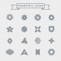 Poster - geometric logos set. futuristic line shapes. eps10 vector.