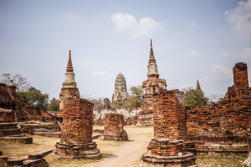 Ayutthaya temple ruins, Wat Maha That Ayutthaya as a world heritage site, Thailand.