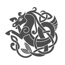 Ancient Celtic Mythological Symbol Of Sea Horse. 