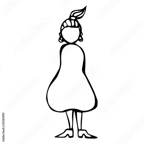 Caricature Pear Or Triangle Female Body Shape Sketch Hand
