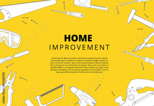 Home Improvement Background With Repair Tools House Construction