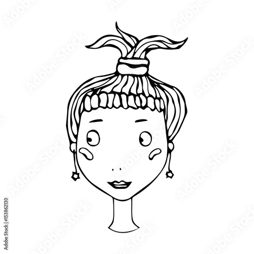 Cute Blonde Girl Head With Ponytail Young Female Smiling