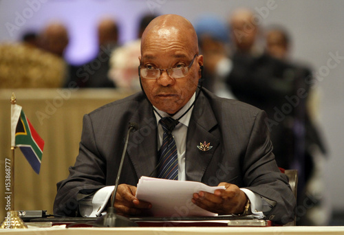 South African President Jacob Zuma attends a joint media briefing ...