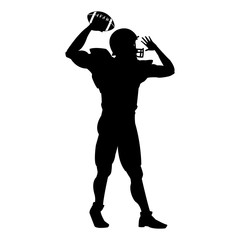 Sticker - american football player uniform helmet ball silhouette vector illustration