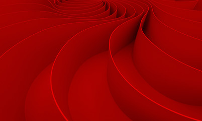 Poster - 3d rendering Curved abstract on red background in valentine's day, illustration