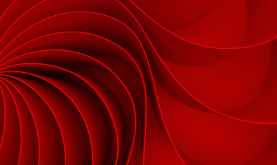 Poster - 3d rendering Curved abstract on red background in valentine's day, illustration