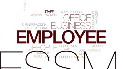 Wall Mural - Employee animated word cloud, text design animation. Kinetic typography.