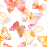 Seamless pattern with abstract toned watercolour butterflies