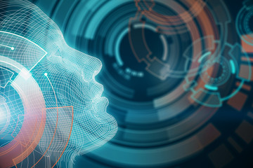 Poster - Robot with digital illuminated brain