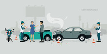 Employees Of Car Insurance Companies Are Investigating Information About Road Accidents.