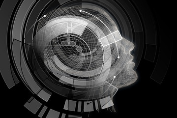 Poster - Robot with digital grey brain