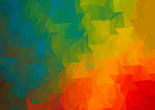 Background With Triangles In Gradient Shades Of Yellow Green Green Orange Turquoise Red Brown 