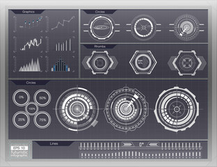 Poster - Abstract background with different elements of the hud. Hud elements,graph.Vector illustration.Head-up display elements for Infographic elements.