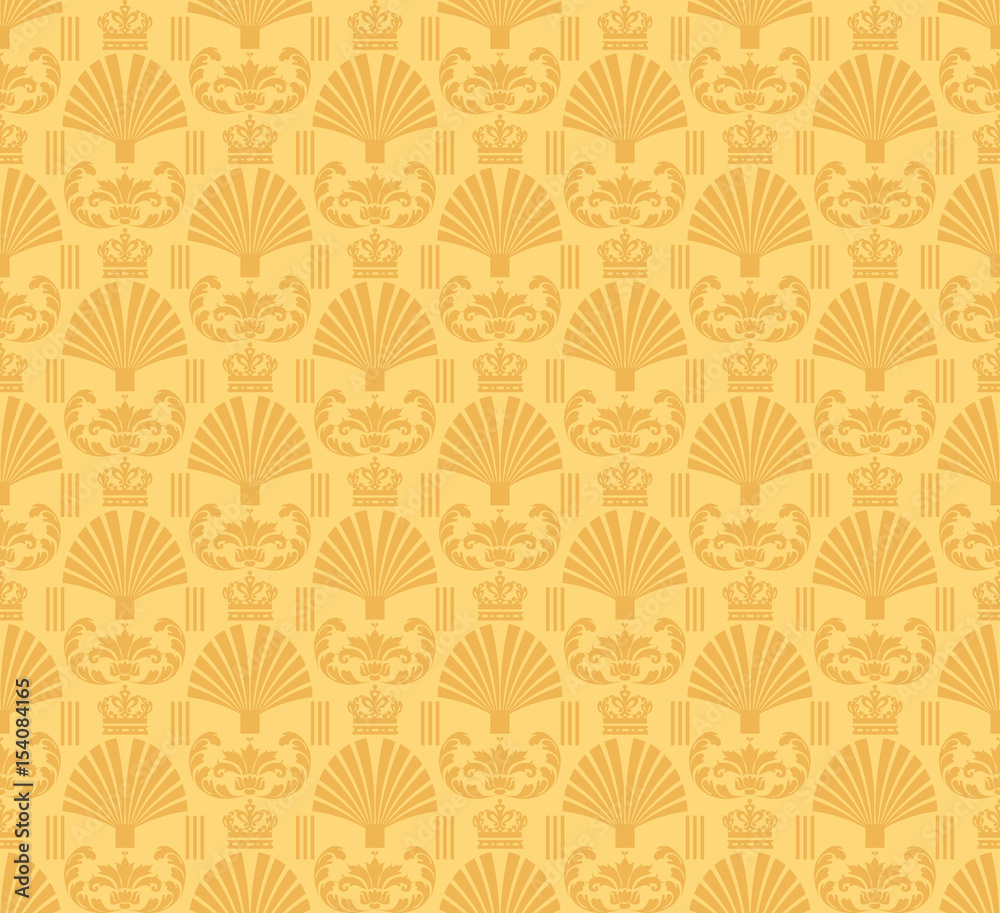 Decorative background in classic style, yellow color, seamless pattern.  Repeating vintage texture pattern. Vector image Stock Vector | Adobe Stock, image size:1000x913