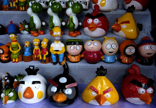 Plaster Models Of Angry Birds South Park And Simpsons Characters Are Displayed During The Annual Traditional Alasitas Festival In La Paz Buy This Stock Photo And Explore Similar Images At Adobe