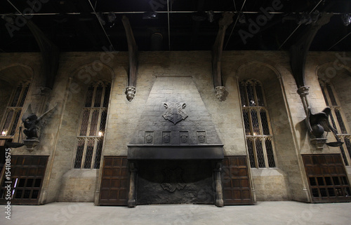 The Fireplace Inside The Great Hall Set Is Seen During A