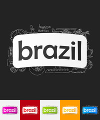 Poster - brazil paper sticker with hand drawn elements