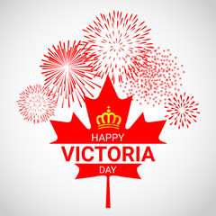 Wall Mural -  Canada maple Leaf  with fireworks for Victoria day