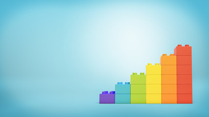 Fototapete - 3d rendering of a stack of toy blocks building blocks made to look like a ladder in rainbow colors.