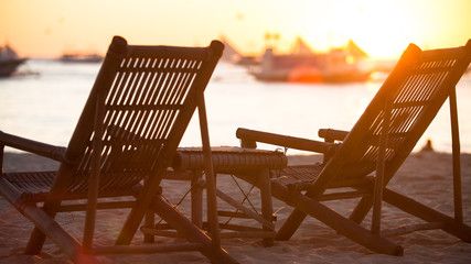 two chairs and sunset