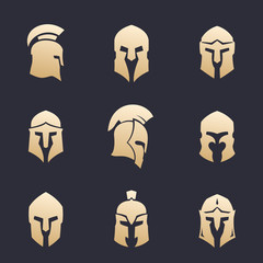 Wall Mural - helmets set, spartan, greek, roman armor