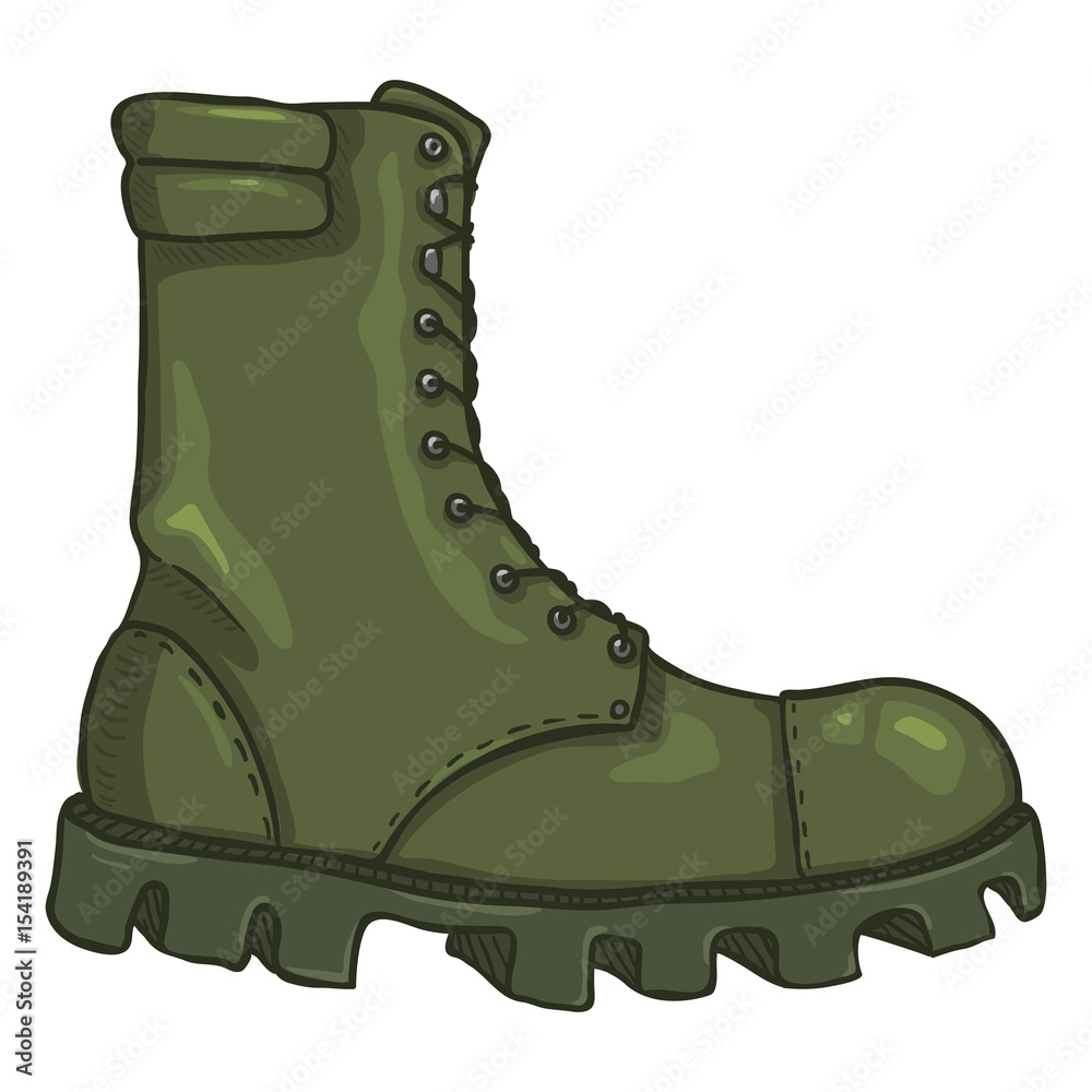 Vector Cartoon Army Boots. High Military Shoes Stock Vector | Adobe Stock