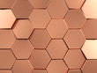 Rose Gold Hexagonal background. 3d rendering