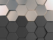 Hexagonal metal background. Silver, alluminium 3d rendering