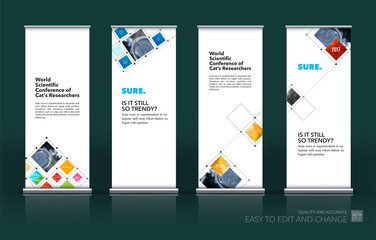 Abstract business vector set of modern roll Up Banner stand desi