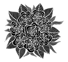 Doodle Floral Pattern In Black And White. Page For Coloring Book: Very Interesting And Relaxing Job For Children And Adults. Zentangle Drawing. Flower Carpet In Magic Garden
