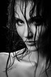 © tugolukof - beautiful woman with wet hair looking at camera, monochrome