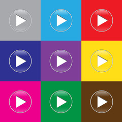 Poster - Set of colored vector play symbol.