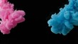 Color drop in water, Ink swirling in water. Cloud of silky ink in water isolated on black background. Colorful ink in water, ink drop. Violet, blue, pink.