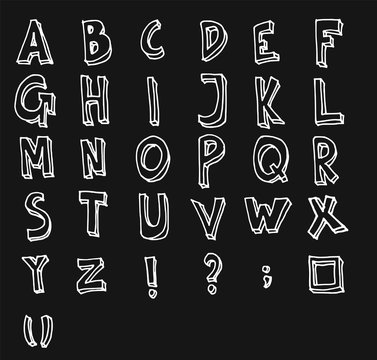 Hand drawn alphabet letters Vector on chalkboard eps10
