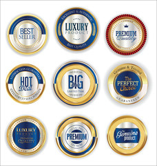 Golden luxury badges retro design collection