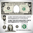 One dollar bill parts with an alphabet to make your own message   