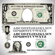 One Dollar Bill Parts With An Alphabet To Make Your Own Message   