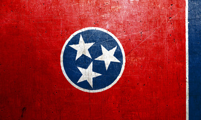 Flag of Tennessee, USA, with an old, vintage metal texture