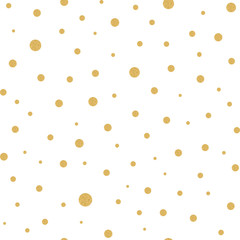 Wall Mural - Seamless pattern with gold polka dots texture on white