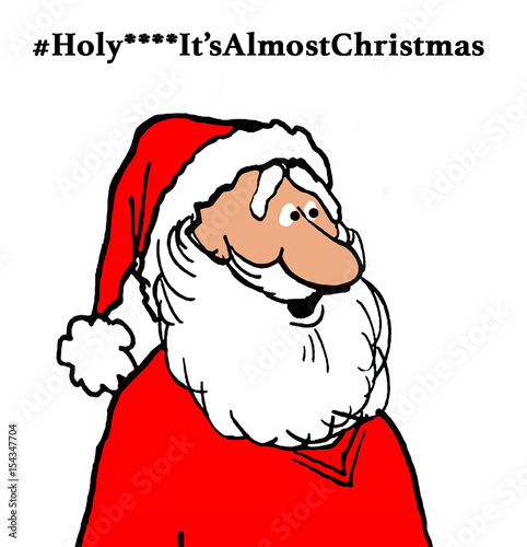 Fotografie, Obraz Christmas cartoon about Santa Claus realizing it's almost time for Christmas