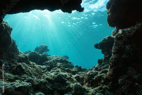 Underwater Sunlight Through Water Surface From A Hole In A