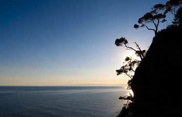 Wall Mural - Sunset from Portofino lighthouse on the ligurian sea