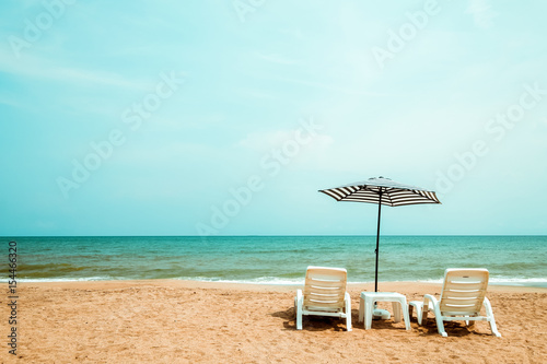 Beach Chair On Tropical Vintage Color Tone Effect Beach Chair On Tropical Vintage Color Tone Effect