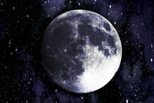 Super Blue Moon In The Galaxy Background, Elements Of This Image Furnished By NASA