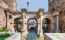 View Of Hadrian's Gate In Old City Of Antalya Turkey